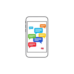 Phone with chat bubbles on transparent background