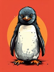 an AI Image Generator, Illustrated Portrait of a Emperor Penguin