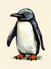 an AI Image Generator, Illustrated Portrait of a Emperor Penguin