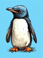 an AI Image Generator, Illustrated Portrait of a Emperor Penguin