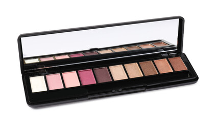 Eyeshadow palette with mirror isolated on white