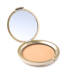 Open face powder with mirror isolated on white