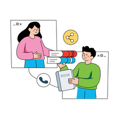 Creative design illustration of sharing books