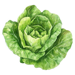 Cos lettuce watercolor vegetable botanical style