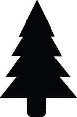 Fototapeta premium Simple Black Christmas Tree Icon on White Background for Graphic Design