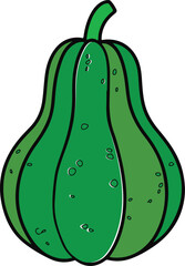 A vibrant vector of fresh, organic green pumpkins and pears, isolated on white, showcasing healthy vegetarian ingredients