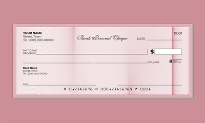 blank bank check, bank cheque design with guilloche background