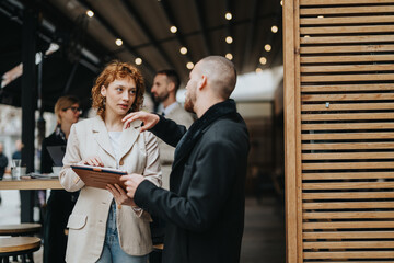 A group of business professionals having an outdoor discussion, focusing on entrepreneurship and collaboration in an informal setting.