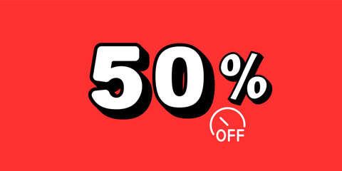 Title: Sale Off promotion set made of numbers. Vector Illustration 50% percent with red background

