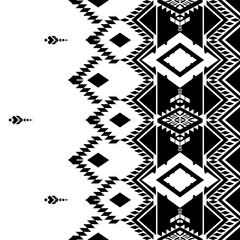 geometric pattern Black,white. Native American tribal fabric, design vector for woven textile printing, tile, motifs, carpet, cards, picture books, ethnic boho indian texture ornament seamless pattern