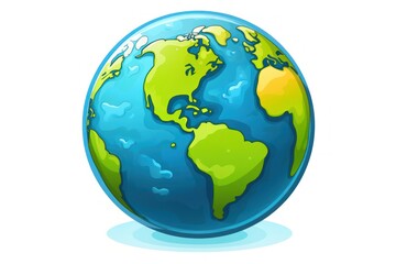 Naklejka premium Cartoon planet earth World map vector icon 3d cartoon sphere world.