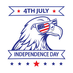 Patriotic bald eagle with sunglasses for 4th of July