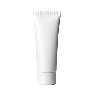 White cosmetic tube for cream, lotion, or gel, isolated on transparent background, ideal for beauty, healthcare, and personal care product mockups