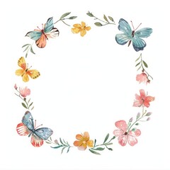 Obraz premium Pattern butterfly circle wreath.