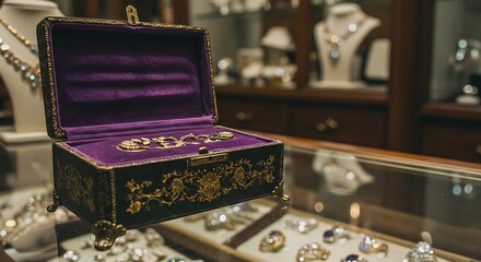 Ornate jewelry box on display