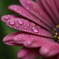 Fresh Pink Flower Petals with Water Drops Close-Up View