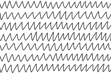 Seamless hand-drawn texture zigzag lines pattern isolated on transparent background design for print, textile, fabric, card, wrapping paper, wallpaper, decor, etc.