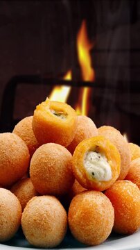 Brazilian snack, chicken coxinha, pastel, dumpling, esfirra, sausage roll, pie, empadinha