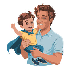 Father and Son Joyful Play Vector