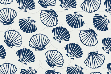 Seashell pattern hand drawn vector illustration background