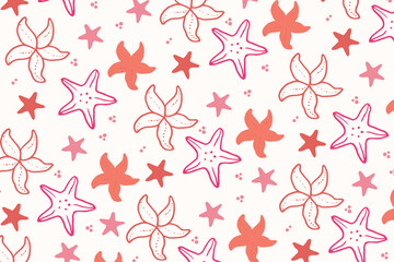 starfish seamless pattern hand drawn vector illustration.
