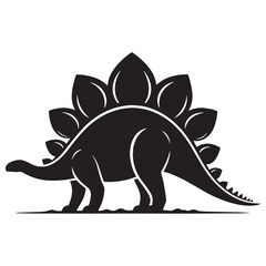 Tail-Spiked Stegosaurus silhouette in still form – Stegosaurus illustration – Minimalist Stegosaurus vector – Dinosaur silhouette

