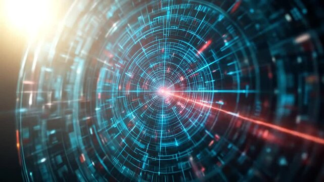Aerial defense radar hologram with heatmap effects and blinking signal points