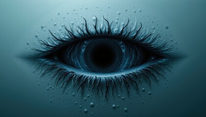 Fototapeta premium Close-Up Abstract Eye With Textured Blue and Black Patterns Creating a Mysterious Atmosphere
