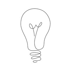 Simple One-Line Drawing of a Light Bulb Idea Concept