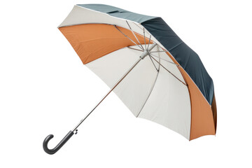 Fototapeta premium Stylish Umbrella: A modern, open umbrella, its canopy artfully colored, stands elegantly against a simple backdrop, its form captured in high detail, evoking a sense of style and utility.