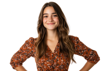 Radiant Confidence: A portrait of a young woman exudes natural beauty and self-assurance, her smile a beacon of positivity and strength.