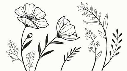 Fototapeta premium black and white background with flowers