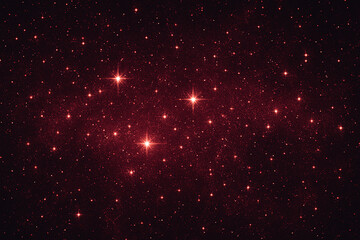 A mesmerizing view of outer space filled with twinkling stars in a deep red backdrop, showcasing the vast beauty of the universe and its countless celestial wonders.