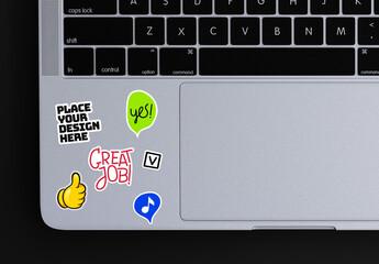 Stickers on a Laptop Keyboard Mockup