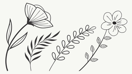 black and white background with flowers