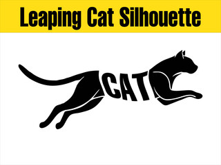 Graceful Leaping Cat Silhouette for Pet Designs