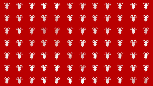 Seamless Repeat Pattern of  Krampus Character Silhouette on Red and White Grunge Background