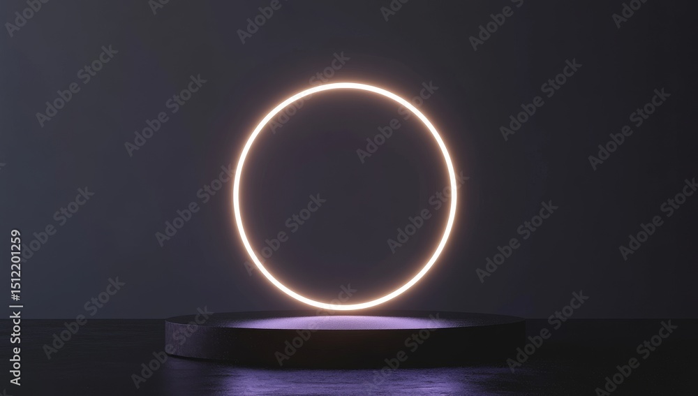 Poster a black pedestal display with geometric shapes, positioned on the floor, functions as a platform for