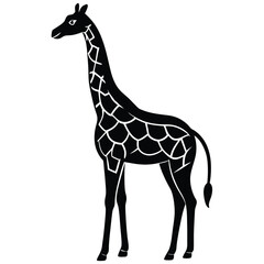 Naklejka premium Elegant Giraffe Silhouette A Majestic African Animal Vector Illustration