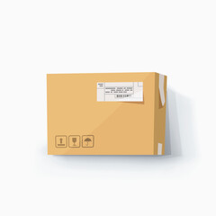 cute carton box parcel on white back