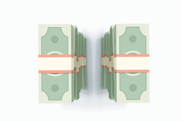cute money stacks on white with shadow