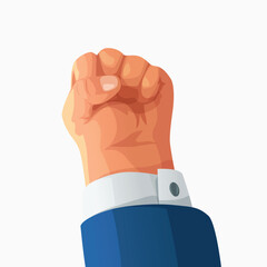 fat cute raised fist power on white