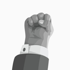fist up sign in grey on white