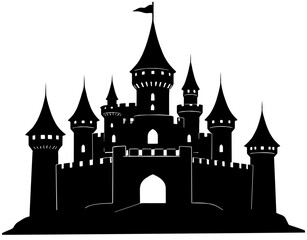 Obraz premium Castle vector illustration in black, isolated 