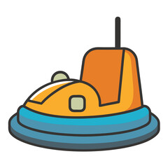 Fun orange bumper car illustration for amusement park