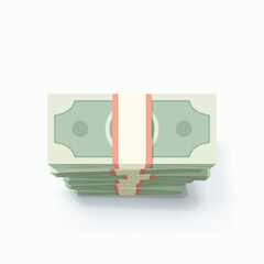 top view on money stack on white