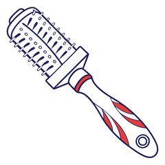 Obraz premium Stylish red and white paddle hair brush illustration