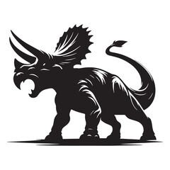Crested Power Triceratops silhouette – Triceratops illustration – Minimalist Triceratops vector – Dinosaur silhouette

