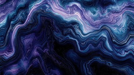 Abstract swirling marbled design in deep blues, purples, and whites