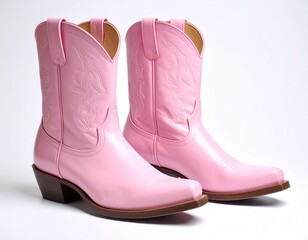 Pink western boots with ornamental stitching for a festive fashion statement.